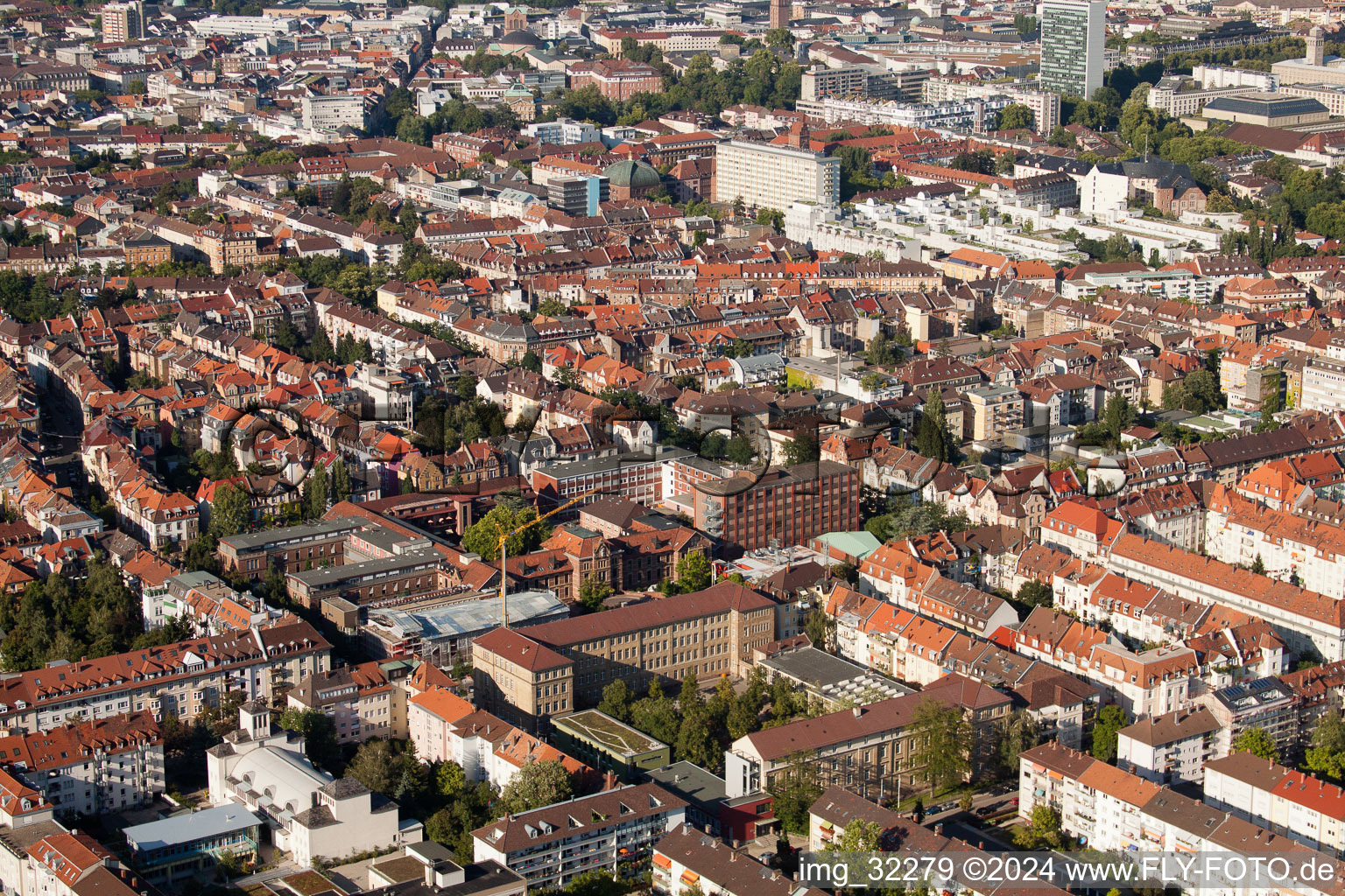 Aerial view of KA, SW-City in the district Südweststadt in Karlsruhe in the state Baden-Wuerttemberg, Germany