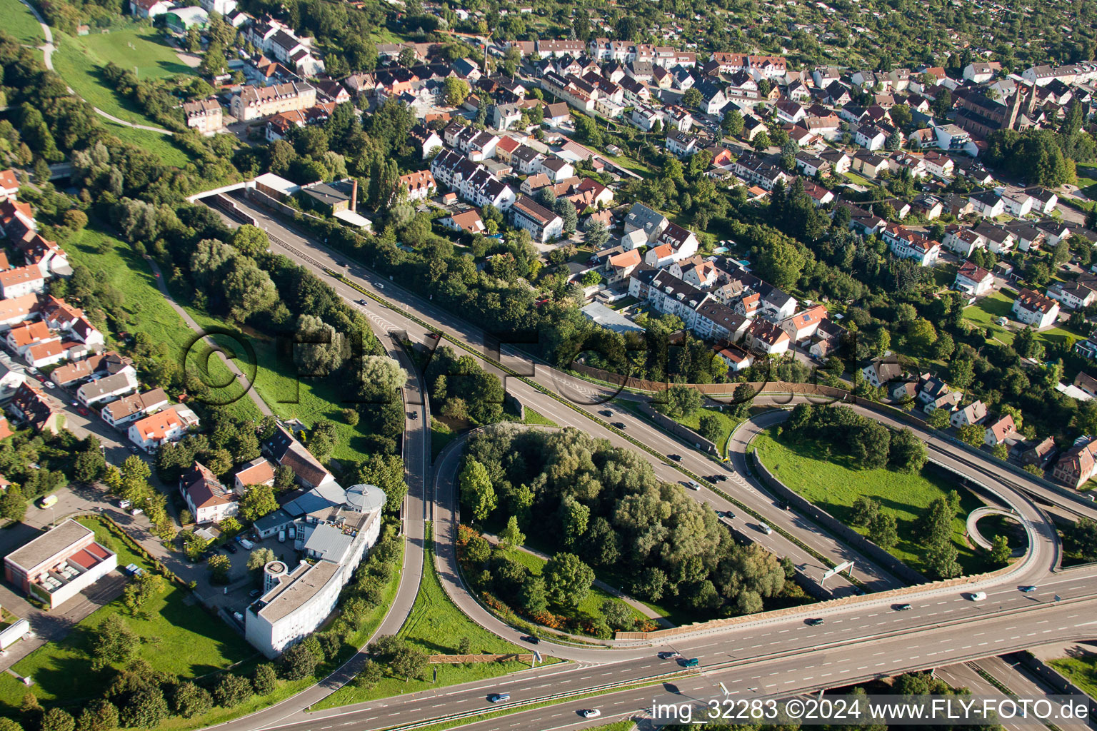 Entry and exit area of Edeltrud Tunnel in the district Beiertheim - Bulach in Karlsruhe in the state Baden-Wurttemberg out of the air