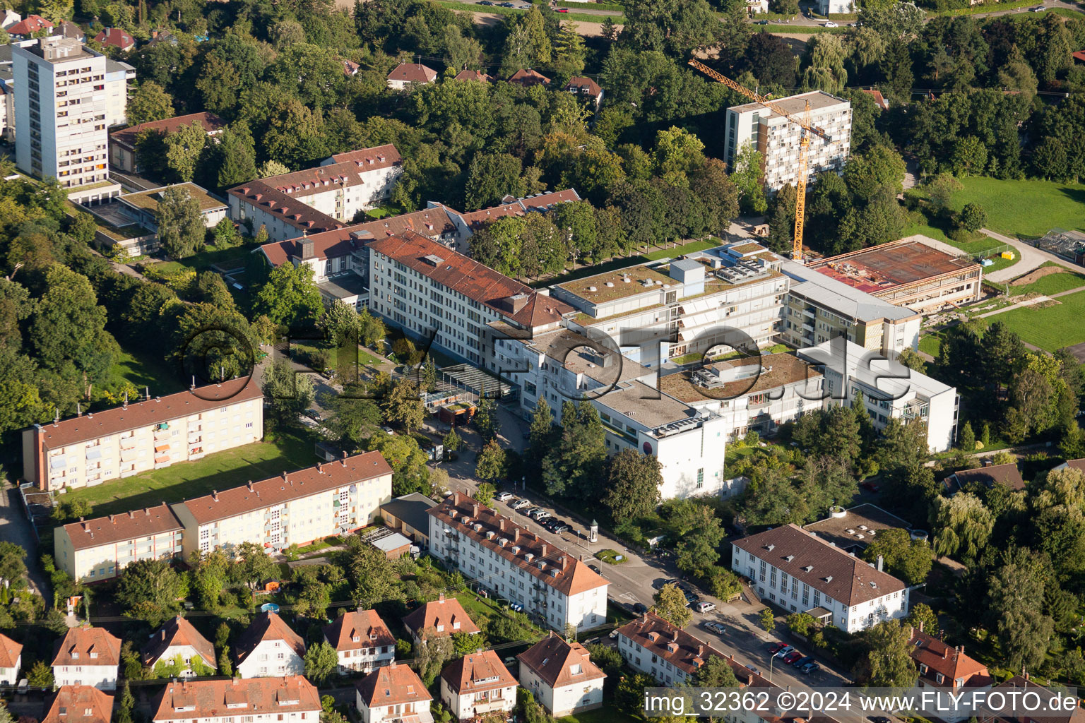 Oblique view of Deaconesses KH in the district Rüppurr in Karlsruhe in the state Baden-Wuerttemberg, Germany