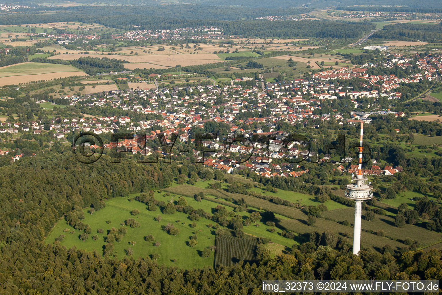 Television Tower in the district Gruenwettersbach in Karlsruhe in the state Baden-Wurttemberg, Germany