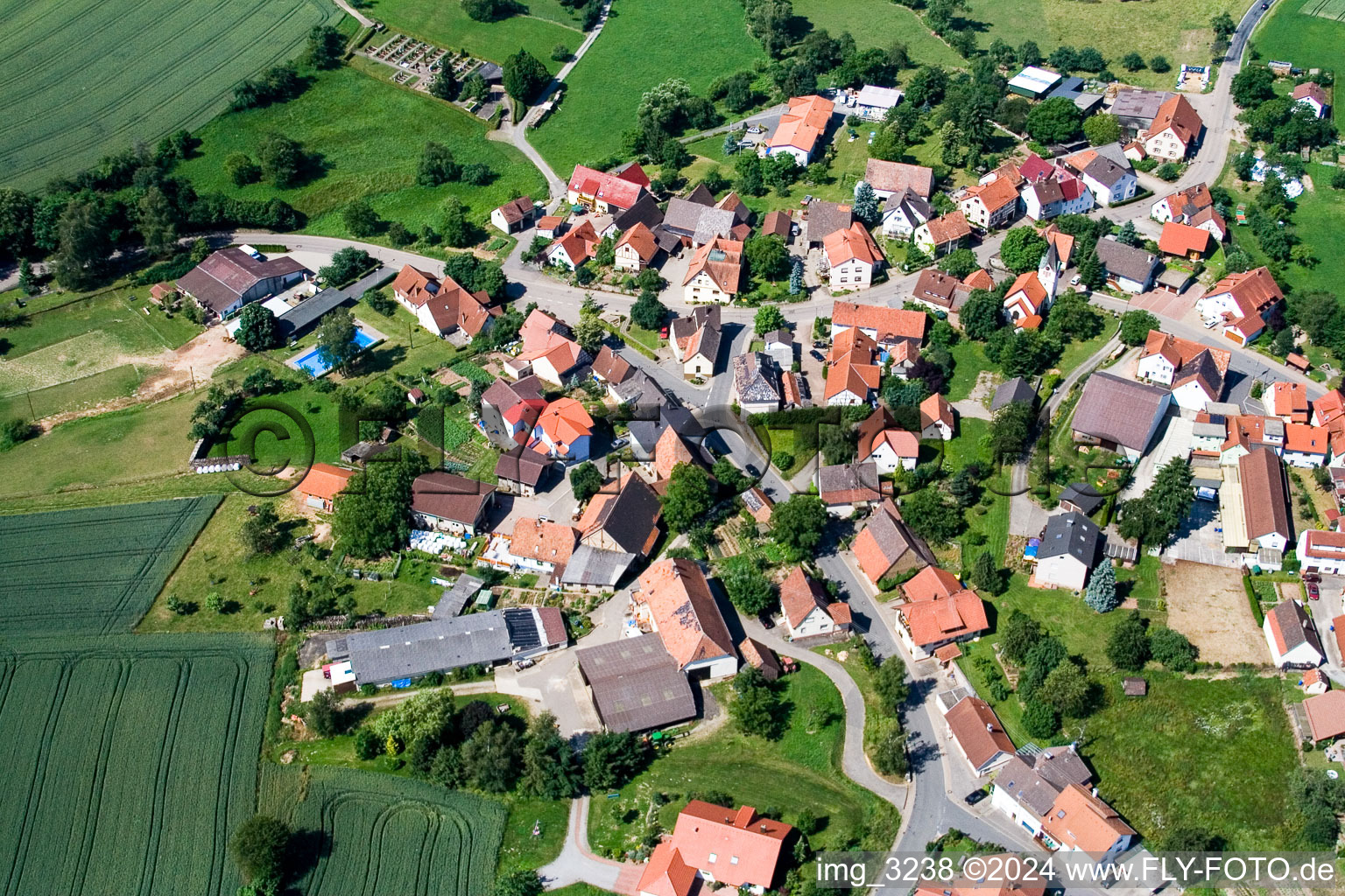 Aerial view of District Reichenbuch in Mosbach in the state Baden-Wuerttemberg, Germany