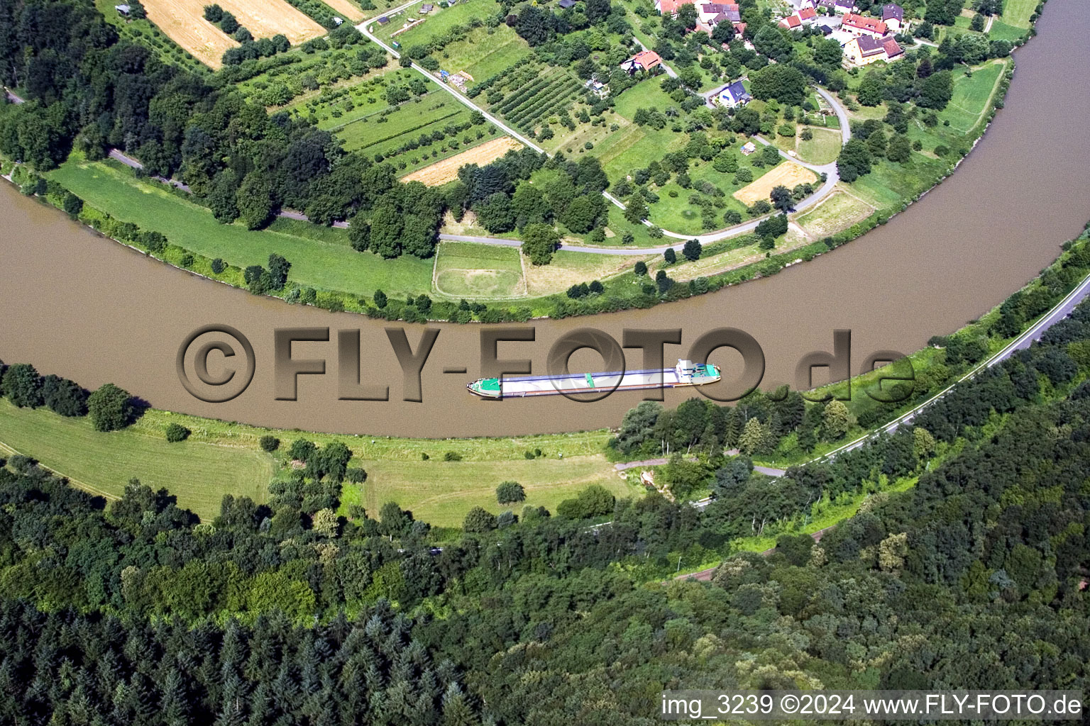 Neckar loop near Neckargerach in Reichenbuch in the state Baden-Wuerttemberg, Germany