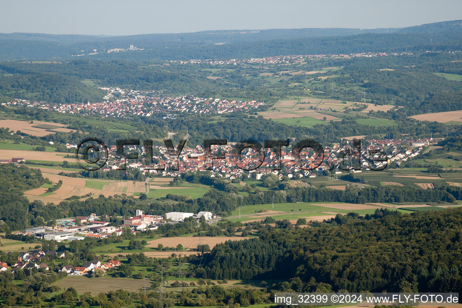 Aerial view of District Ellmendingen in Keltern in the state Baden-Wuerttemberg, Germany