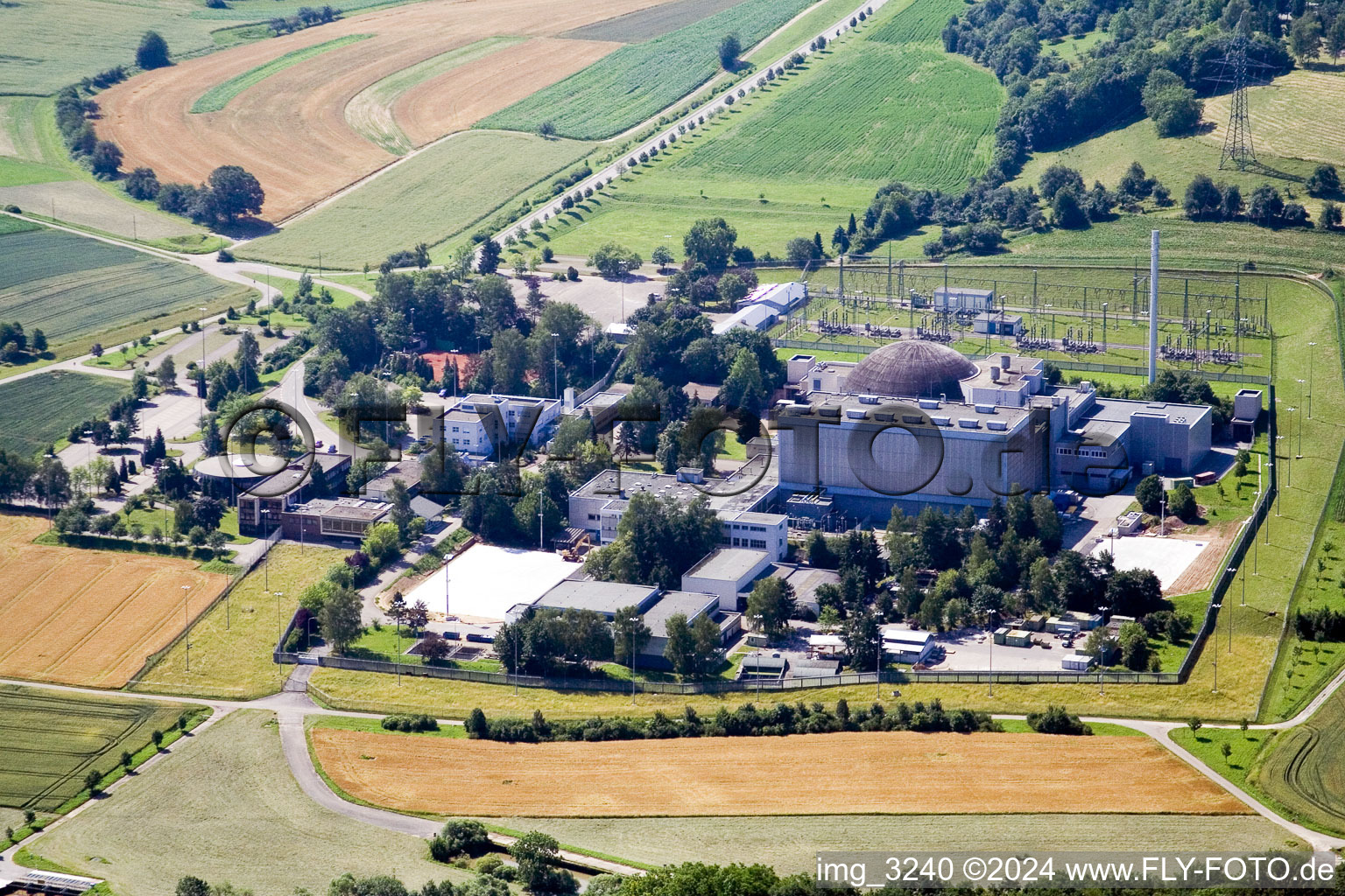 Building the decommissioned reactor units and systems of the NPP - NPP nuclear power plant EnBW Kernkraft GmbH, Kernkraftwerk Obrigheim in Obrigheim in the state Baden-Wurttemberg, Germany