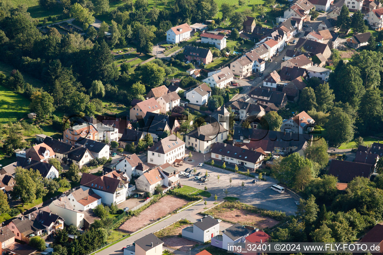 District Auerbach in Karlsbad in the state Baden-Wuerttemberg, Germany from above