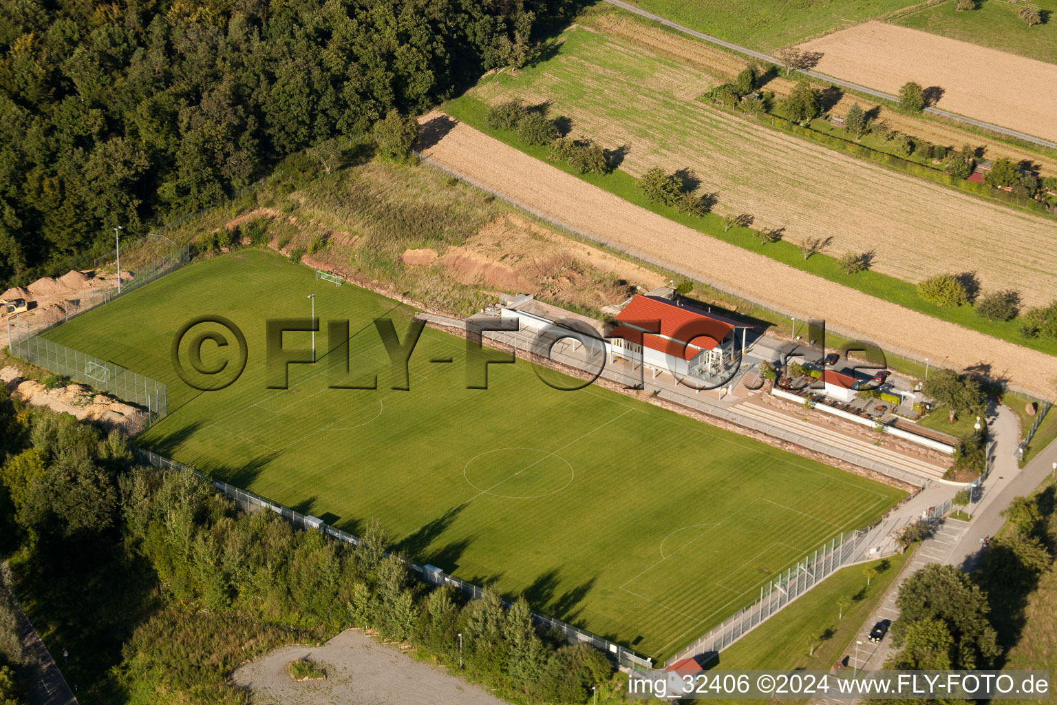 Pneuhage Stadium in the district Auerbach in Karlsbad in the state Baden-Wuerttemberg, Germany out of the air