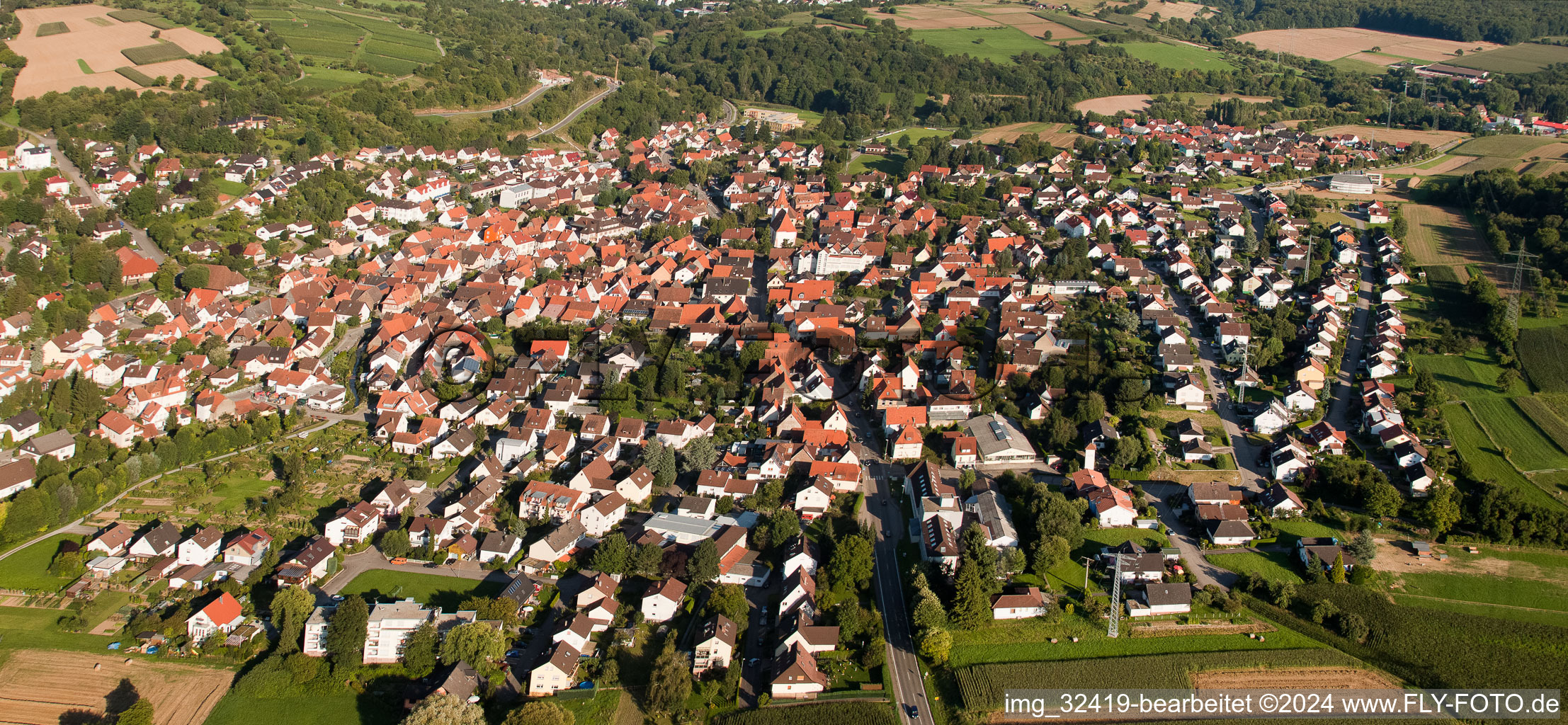 Keltern in the state Baden-Wuerttemberg, Germany from above