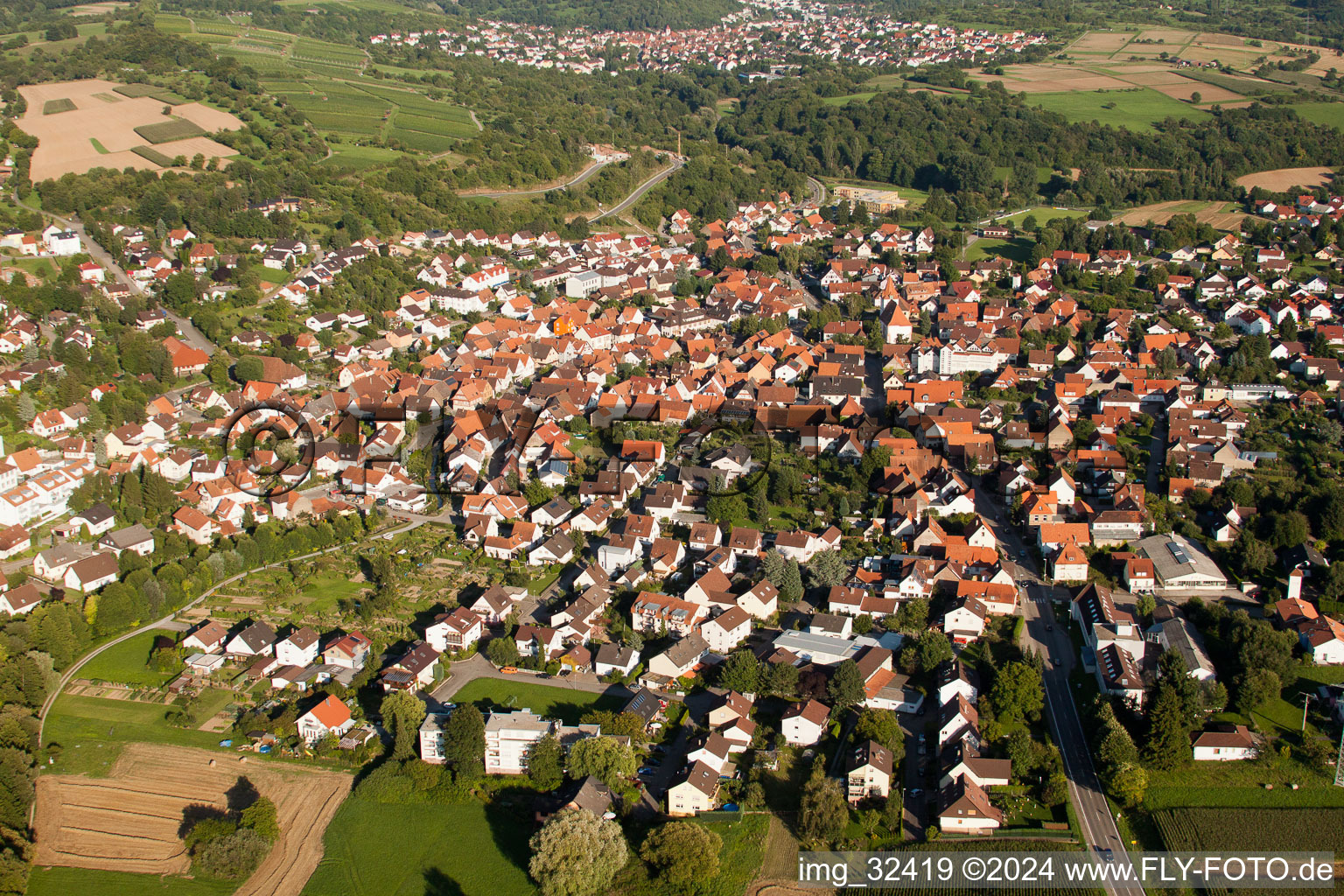 Bird's eye view of Keltern in the state Baden-Wuerttemberg, Germany