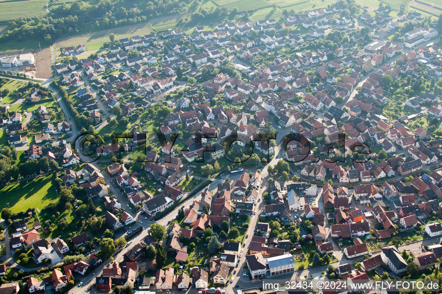 Keltern in the state Baden-Wuerttemberg, Germany seen from a drone