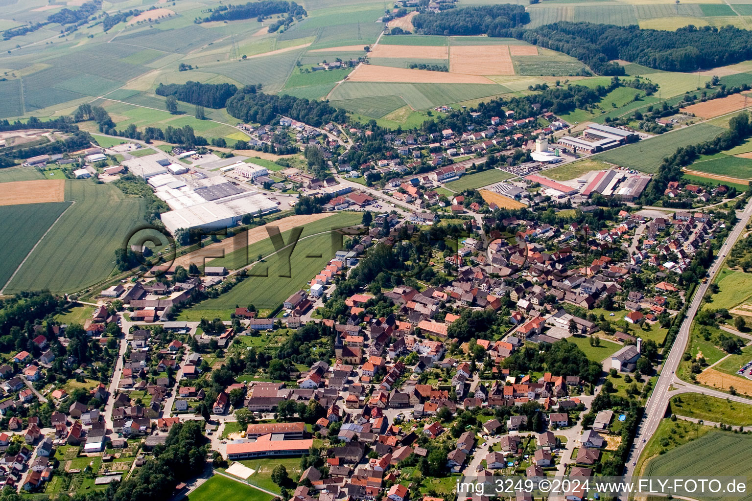 Aerial view of Village view in the district Helmstadt in Helmstadt-Bargen in the state Baden-Wuerttemberg, Germany