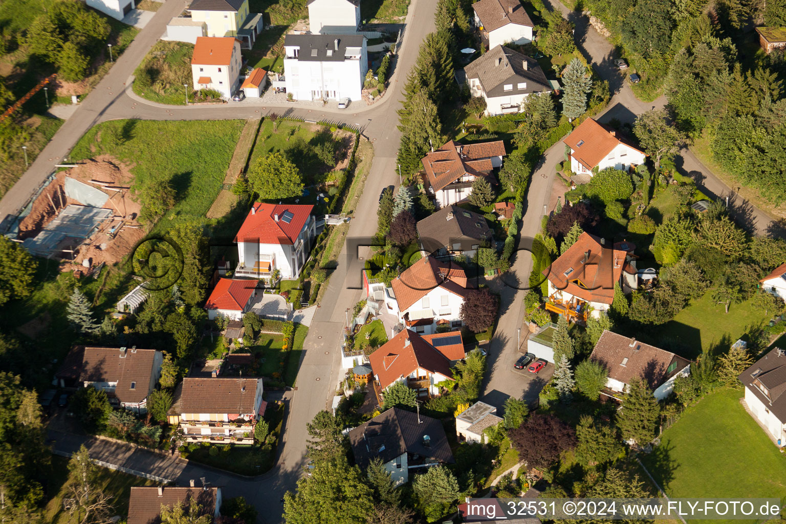 Aerial view of Keltern in the state Baden-Wuerttemberg, Germany