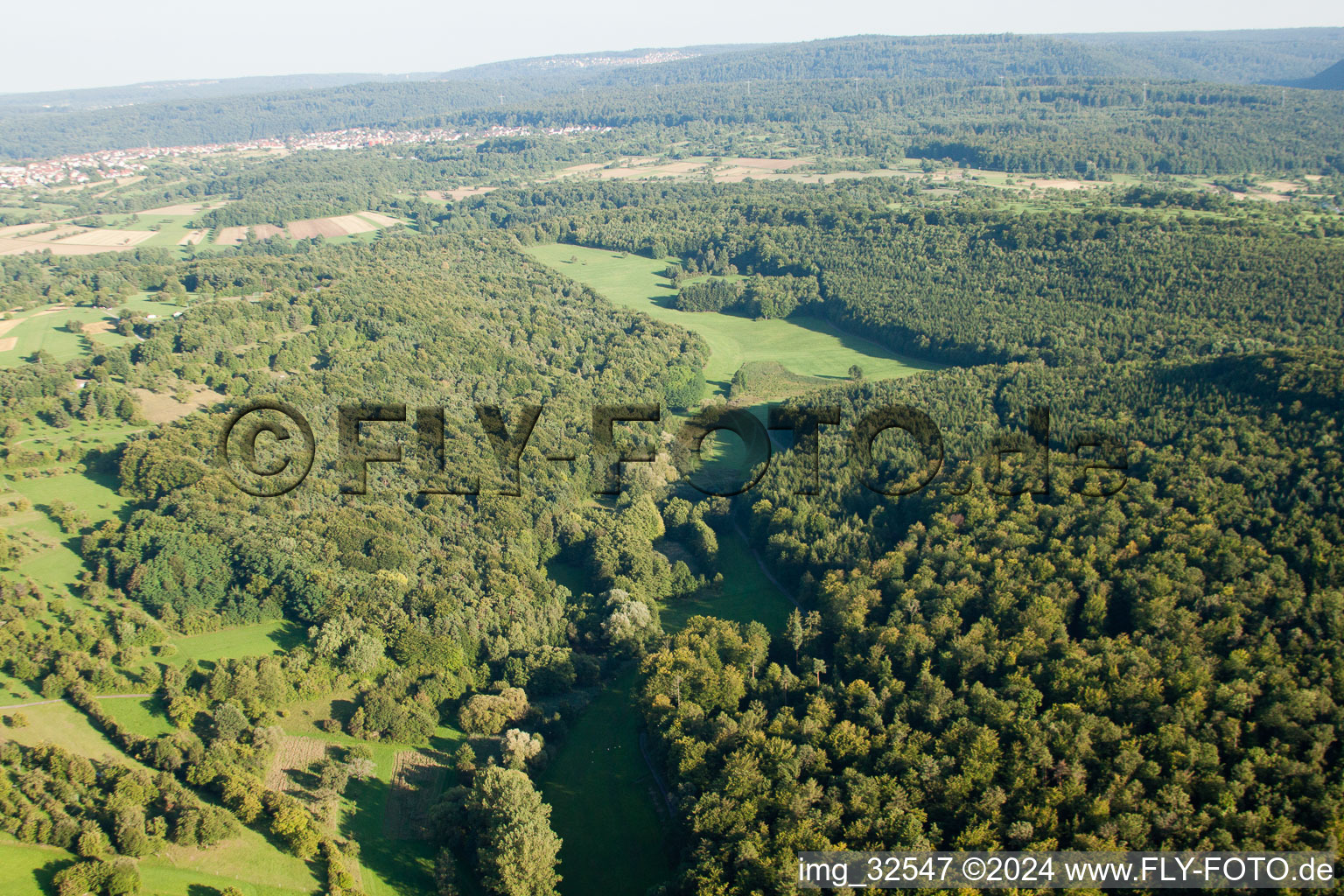 Kettelbachtal Nature Reserve in the district Obernhausen in Birkenfeld in the state Baden-Wuerttemberg, Germany from above