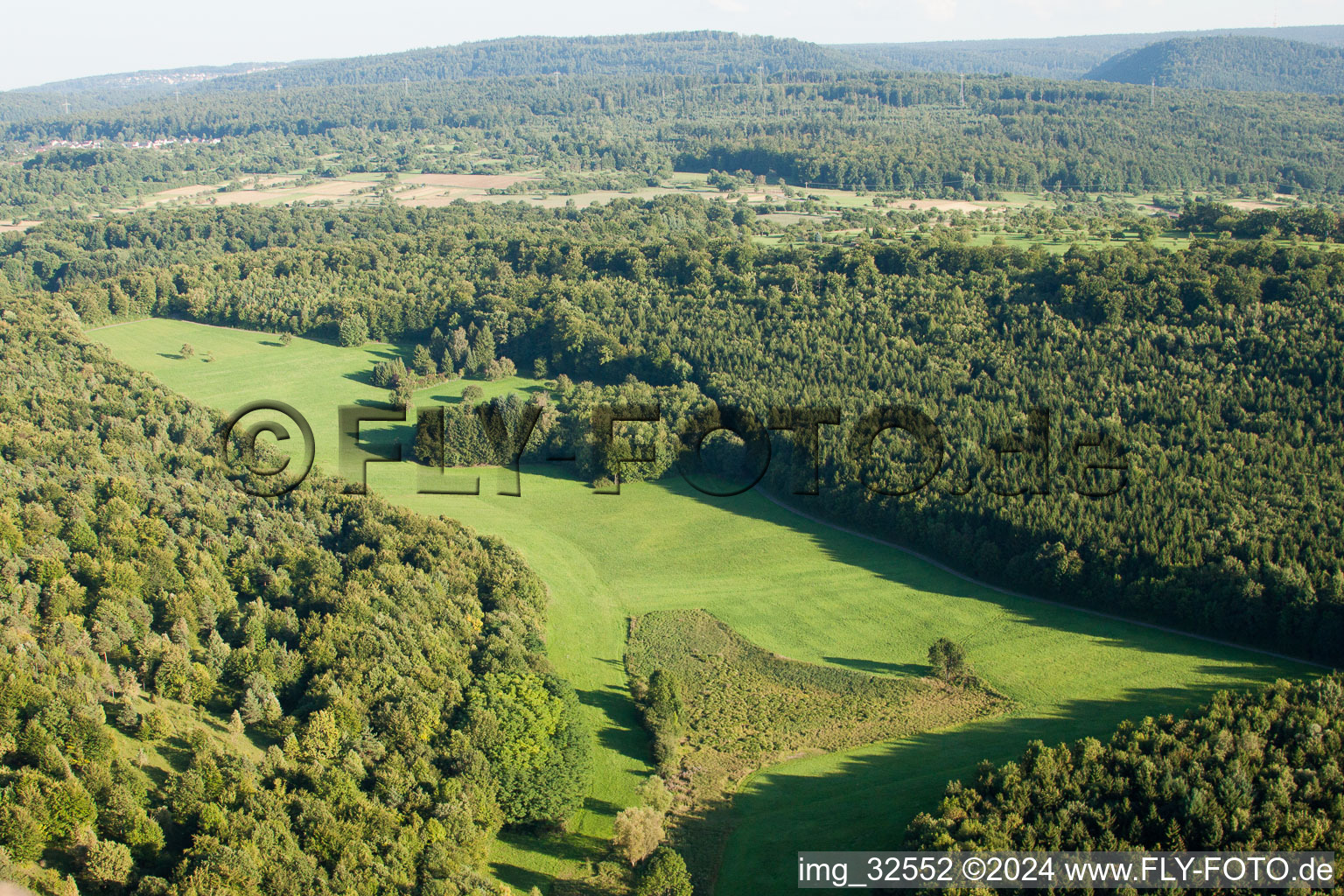 Kettelbachtal Nature Reserve in the district Obernhausen in Birkenfeld in the state Baden-Wuerttemberg, Germany seen from above