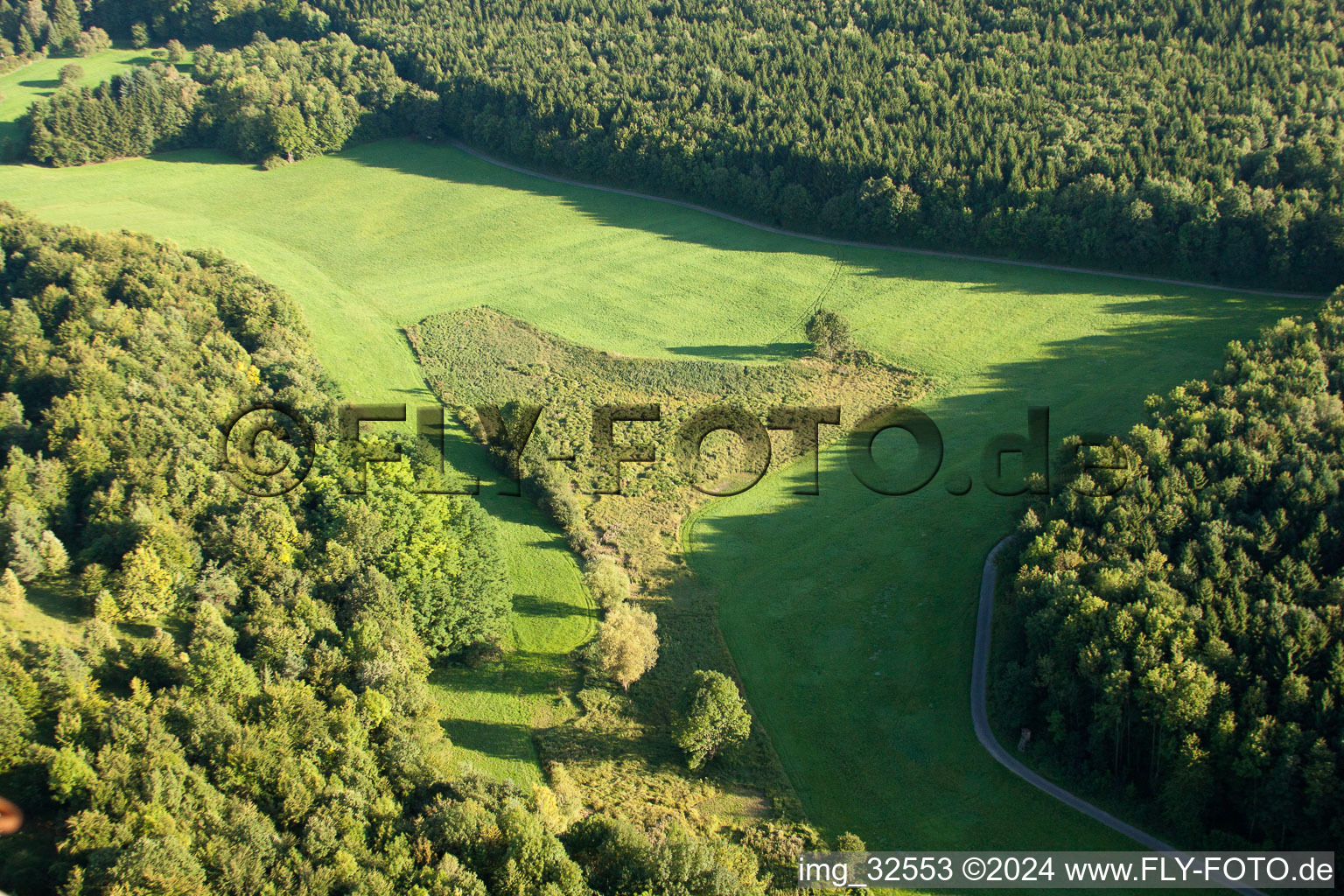 Kettelbachtal Nature Reserve in the district Obernhausen in Birkenfeld in the state Baden-Wuerttemberg, Germany from the plane