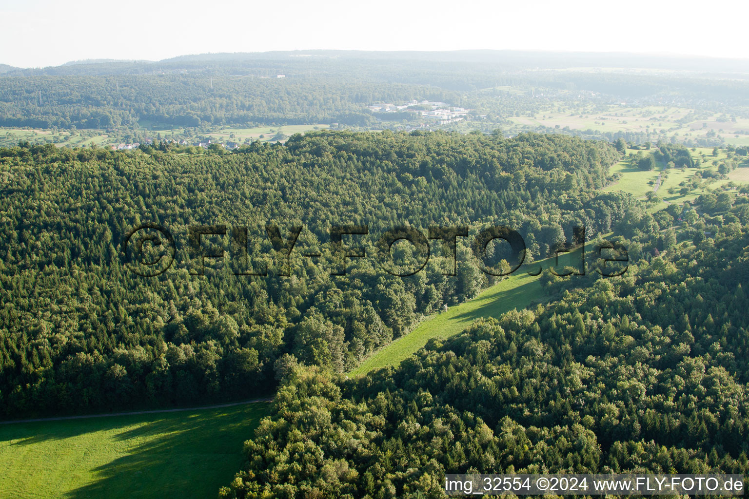 Bird's eye view of Kettelbachtal Nature Reserve in the district Obernhausen in Birkenfeld in the state Baden-Wuerttemberg, Germany