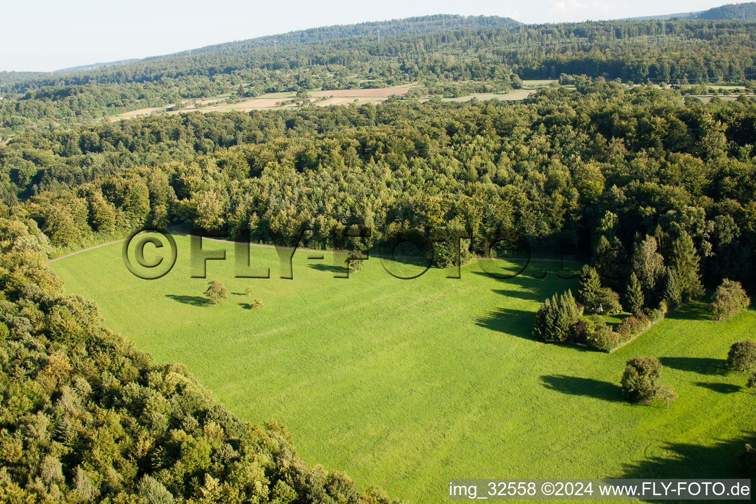 Kettelbachtal Nature Reserve in the district Obernhausen in Birkenfeld in the state Baden-Wuerttemberg, Germany viewn from the air