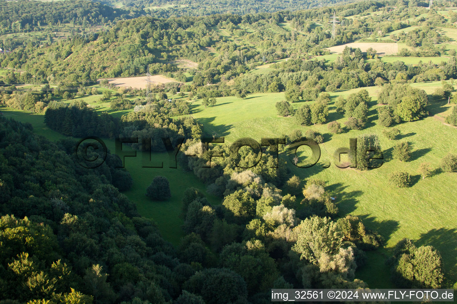 Drone image of Kettelbachtal Nature Reserve in the district Obernhausen in Birkenfeld in the state Baden-Wuerttemberg, Germany