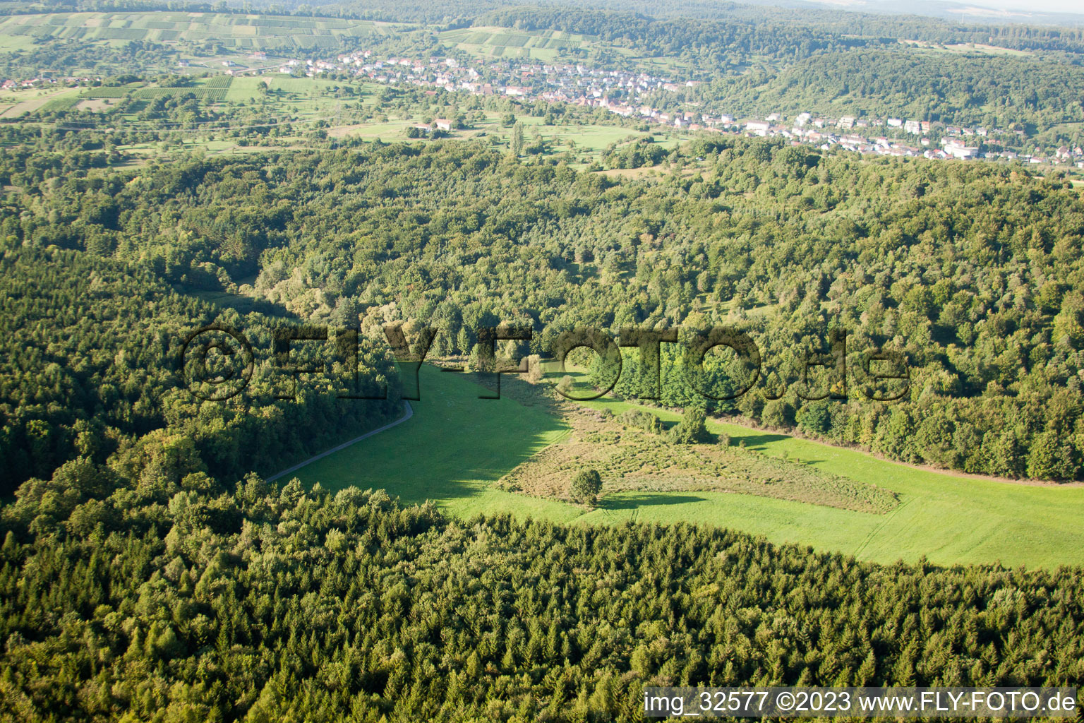 Kettelbachtal nature reserve in Gräfenhausen in the state Baden-Wuerttemberg, Germany from the drone perspective