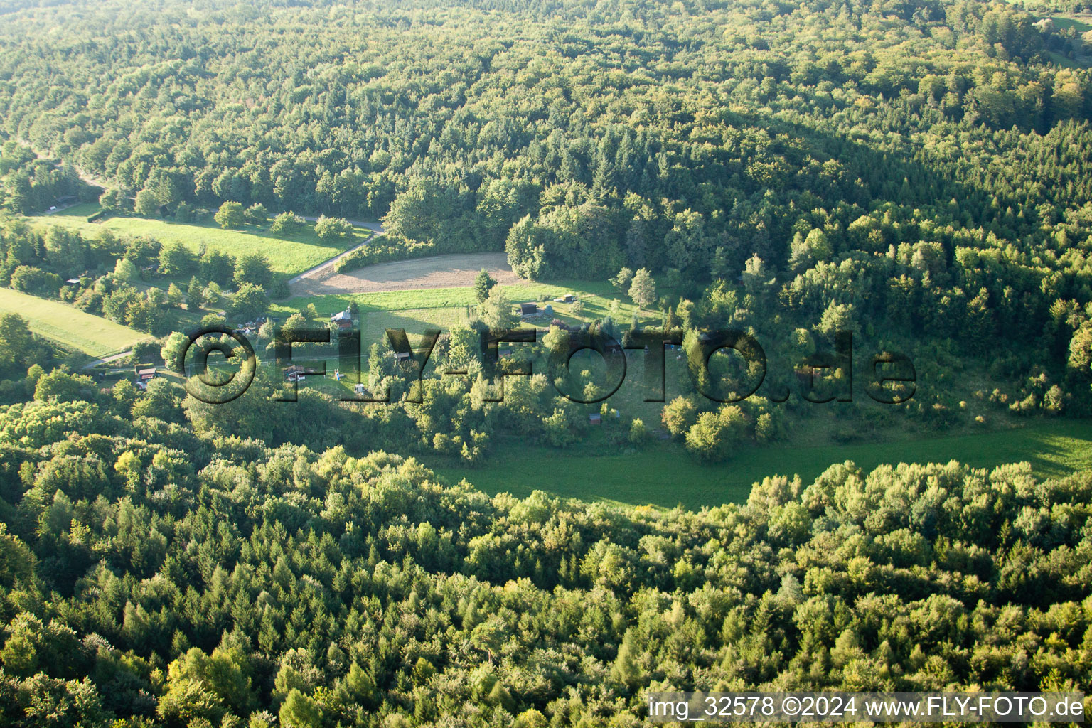 Kettelbachtal Nature Reserve in the district Obernhausen in Birkenfeld in the state Baden-Wuerttemberg, Germany from above