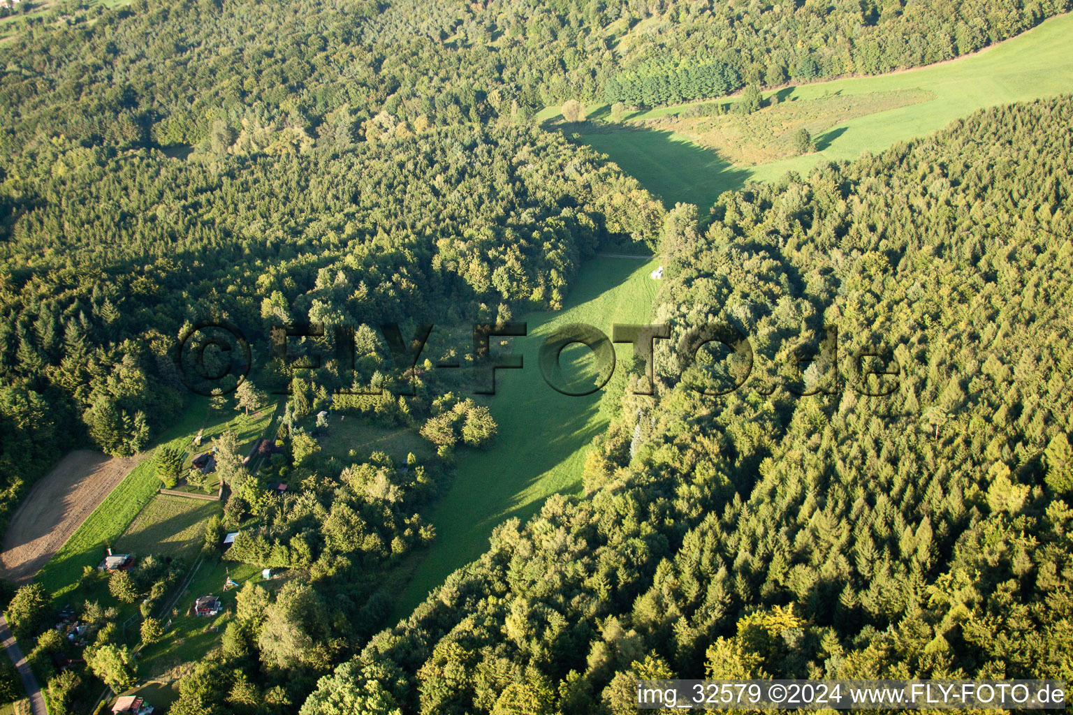 Kettelbachtal Nature Reserve in the district Obernhausen in Birkenfeld in the state Baden-Wuerttemberg, Germany out of the air