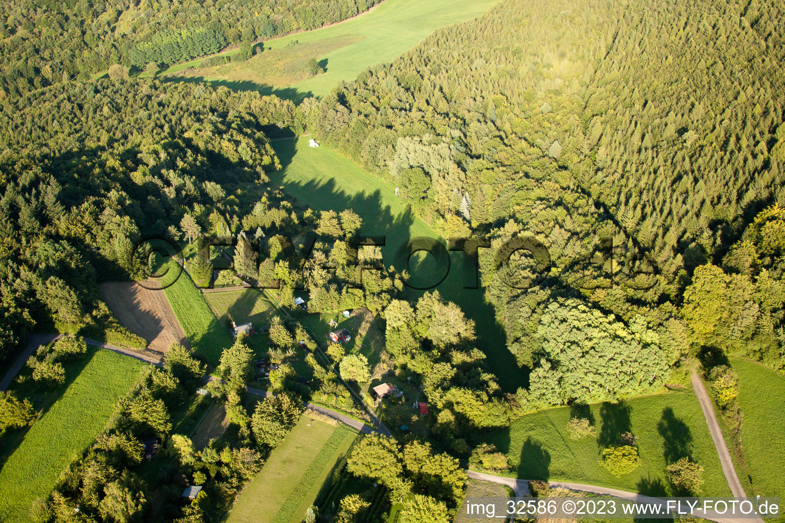 Aerial photograpy of Kettelbachtal nature reserve in Gräfenhausen in the state Baden-Wuerttemberg, Germany