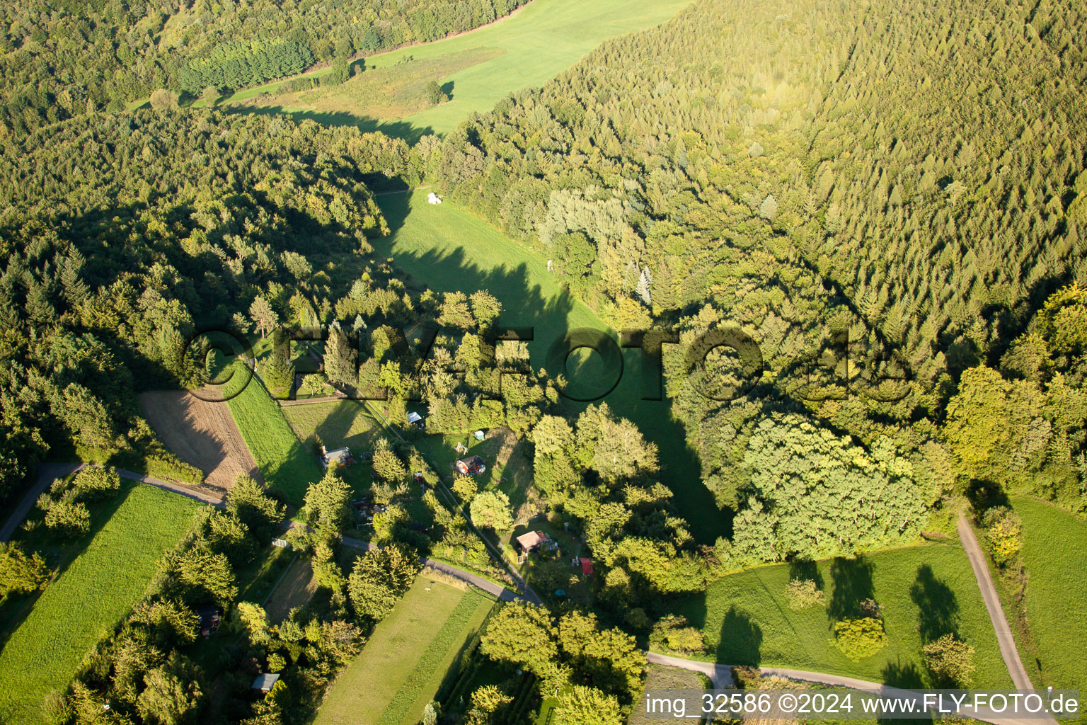 Kettelbachtal Nature Reserve in the district Obernhausen in Birkenfeld in the state Baden-Wuerttemberg, Germany from the plane