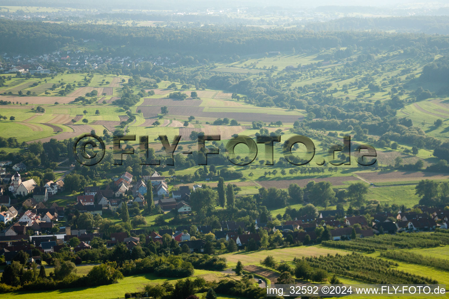 Drone recording of District Obernhausen in Birkenfeld in the state Baden-Wuerttemberg, Germany