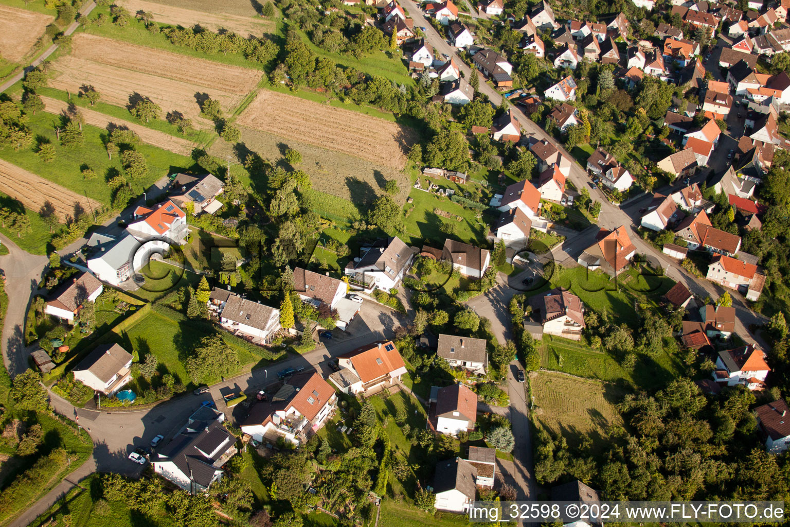 District Obernhausen in Birkenfeld in the state Baden-Wuerttemberg, Germany seen from a drone