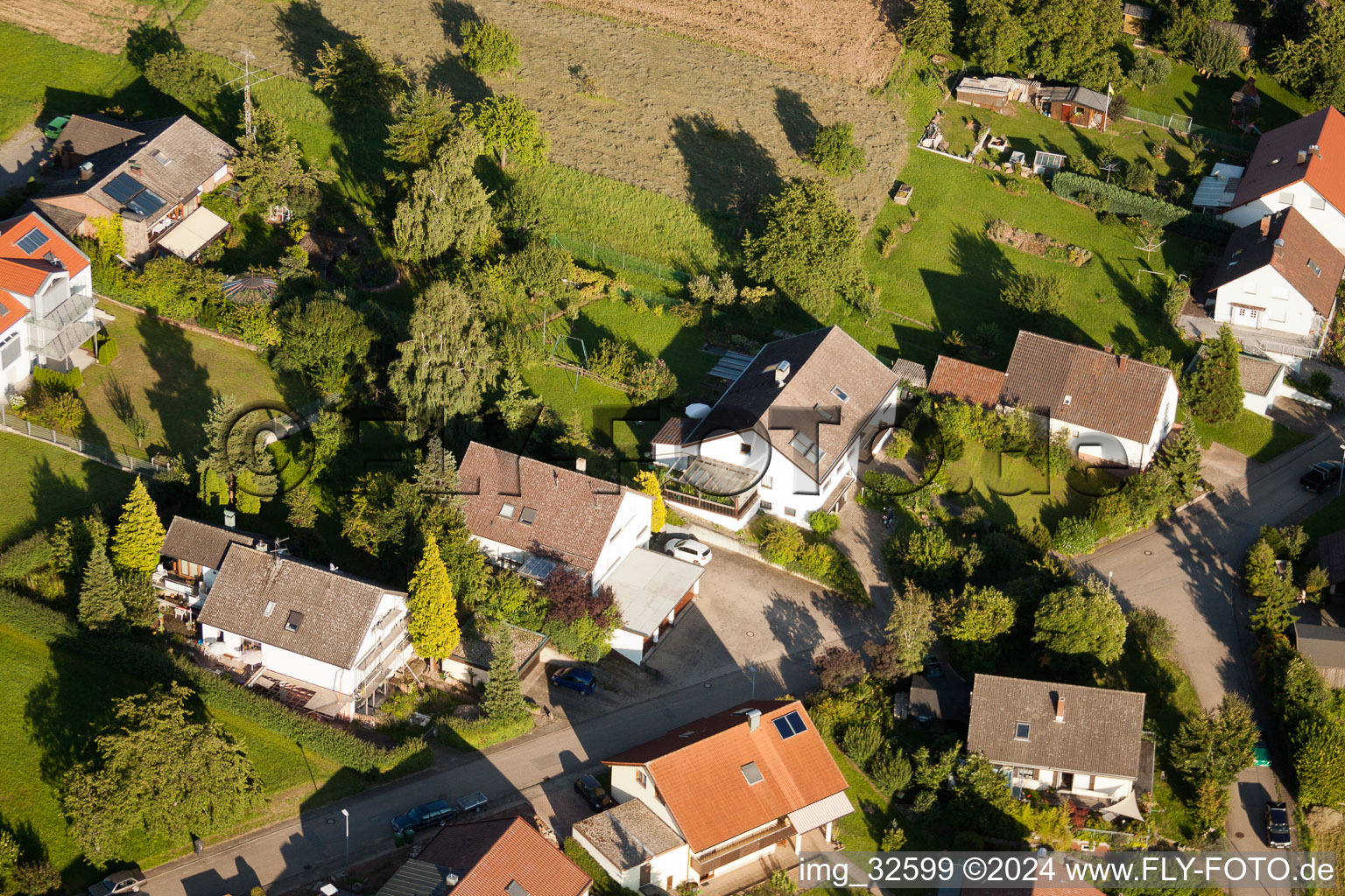 Aerial view of District Obernhausen in Birkenfeld in the state Baden-Wuerttemberg, Germany