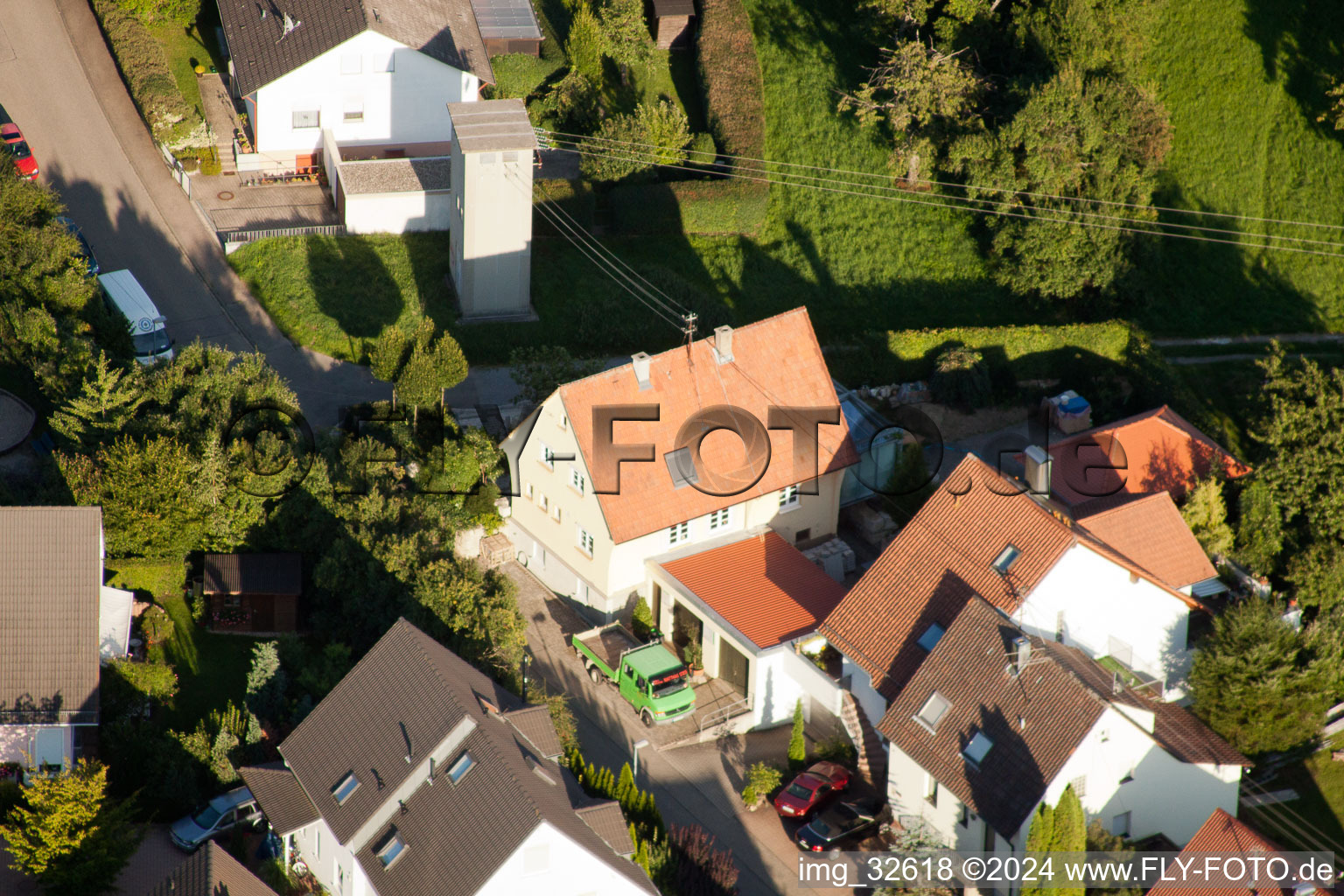 Oblique view of District Gräfenhausen in Birkenfeld in the state Baden-Wuerttemberg, Germany