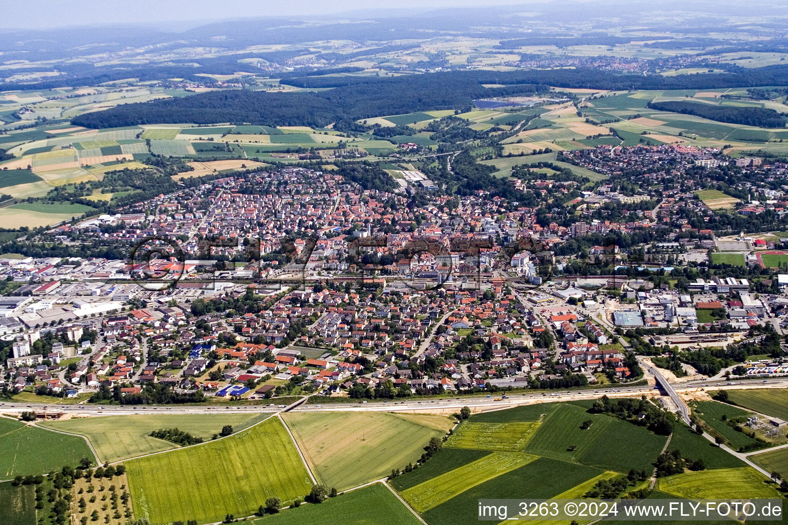 Aerial view of Sinsheim in the state Baden-Wuerttemberg, Germany