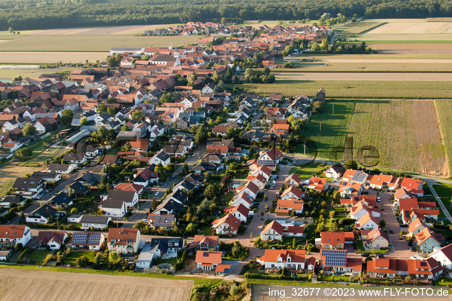 District Hayna in Herxheim bei Landau/Pfalz in the state Rhineland-Palatinate, Germany from the drone perspective