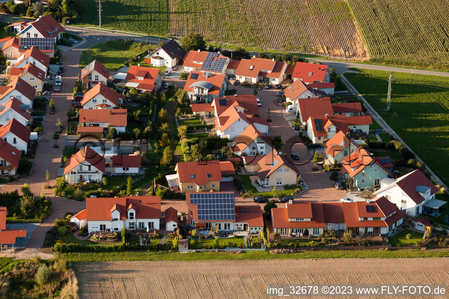 District Hayna in Herxheim bei Landau/Pfalz in the state Rhineland-Palatinate, Germany from a drone