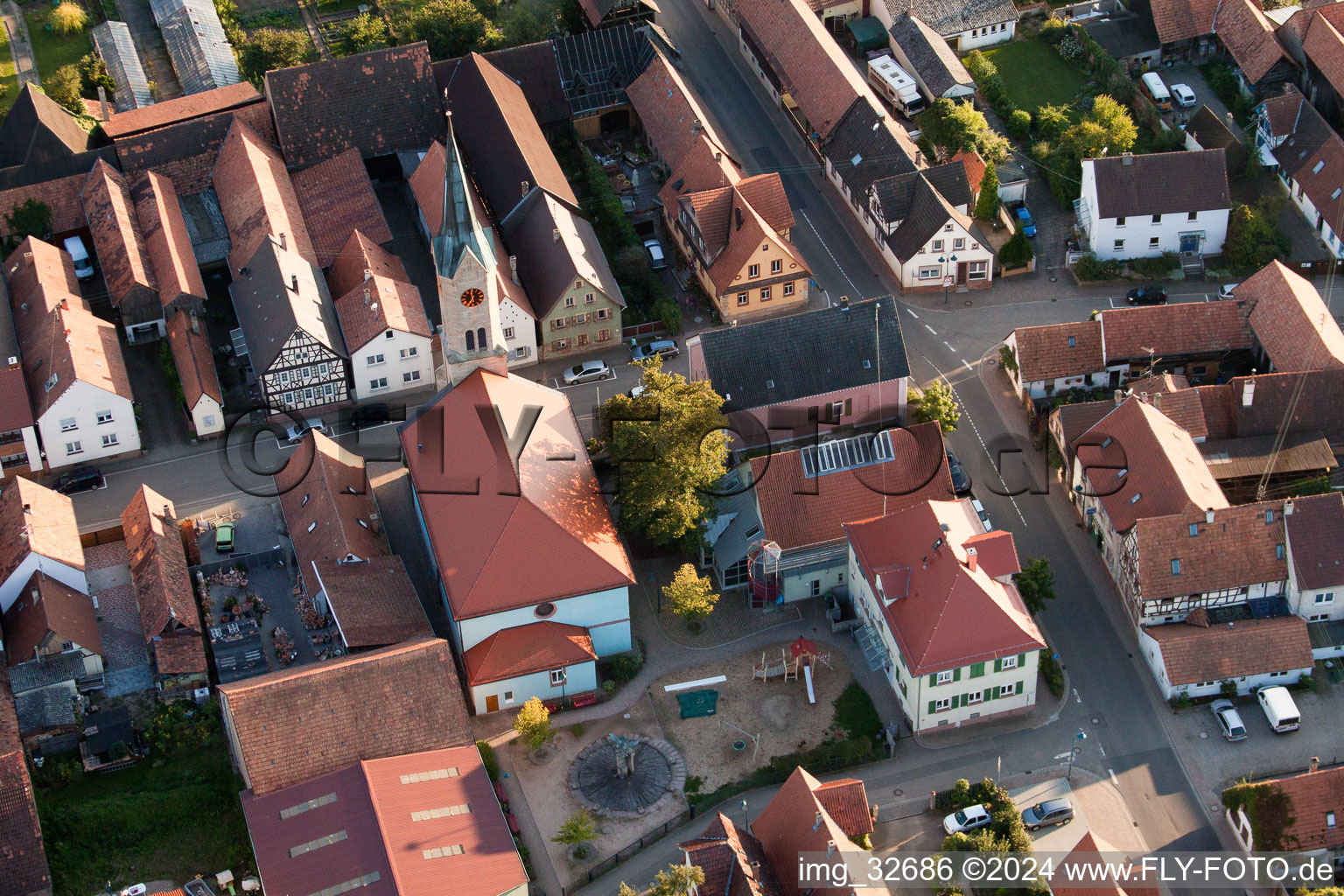 Erlenbach bei Kandel in the state Rhineland-Palatinate, Germany seen from a drone