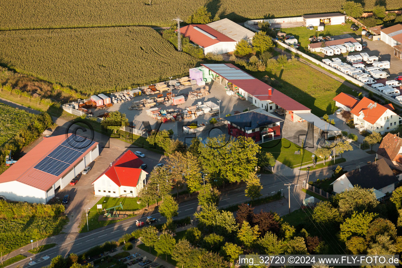 Aerial view of Workers’ housing in Minfeld in the state Rhineland-Palatinate, Germany