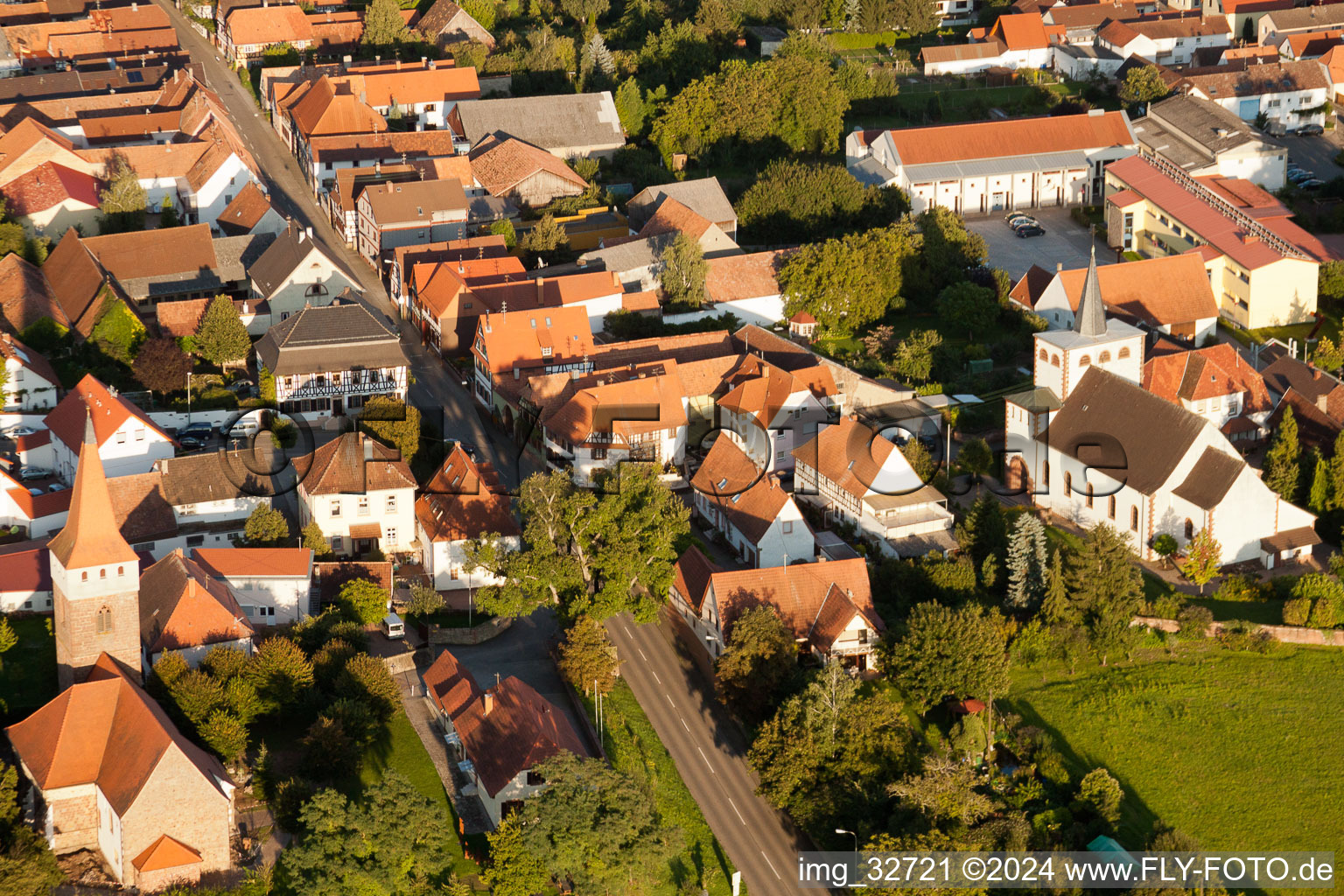 Aerial photograpy of Minfeld in the state Rhineland-Palatinate, Germany