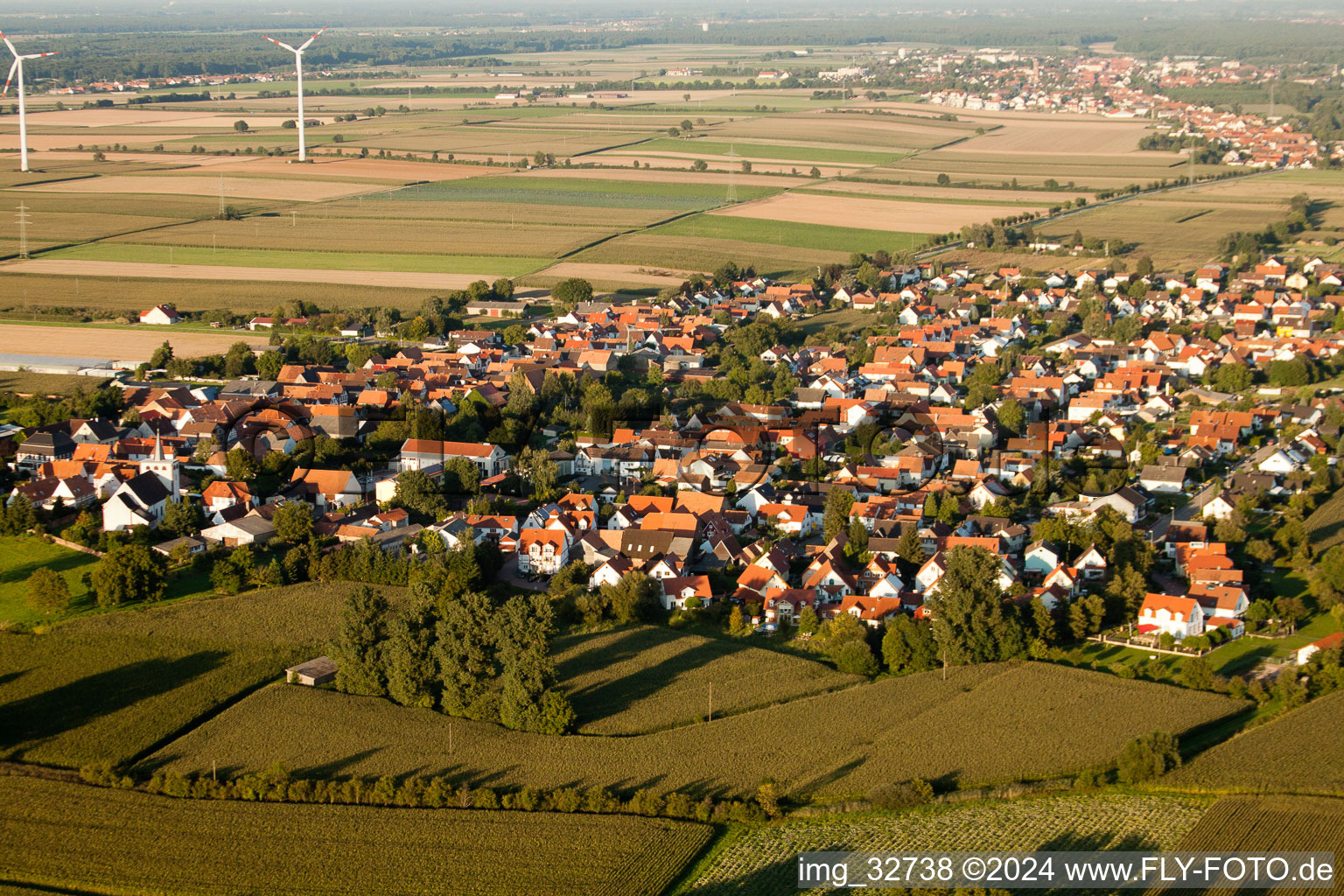 Minfeld in the state Rhineland-Palatinate, Germany from above