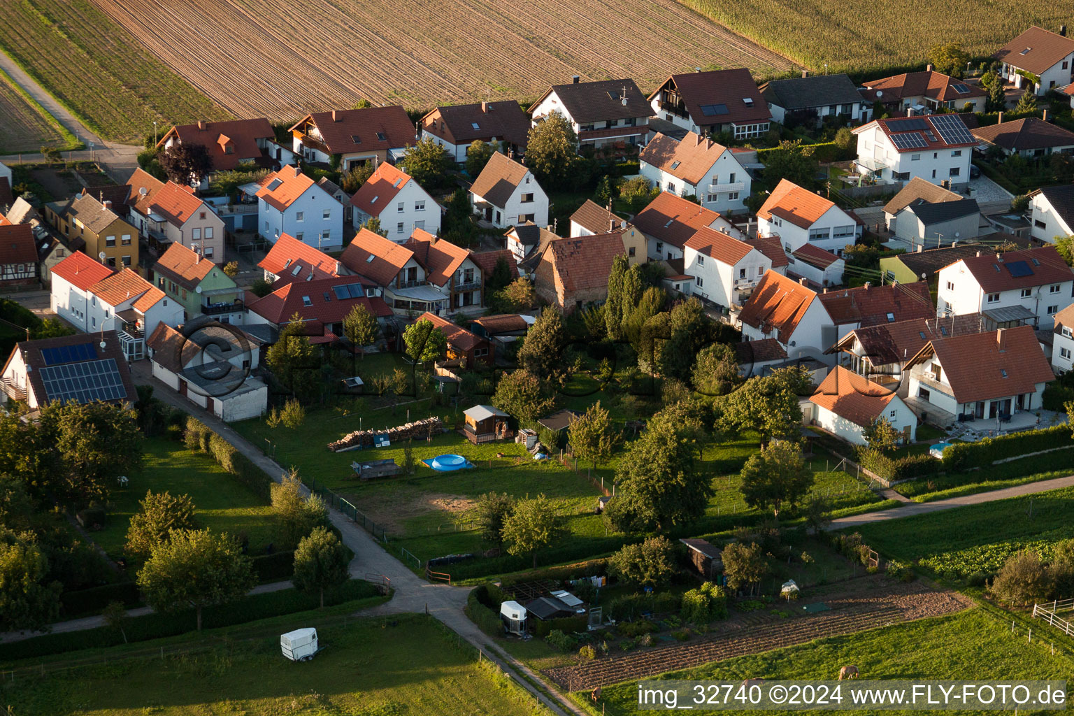 Oblique view of In Gänsried in Freckenfeld in the state Rhineland-Palatinate, Germany