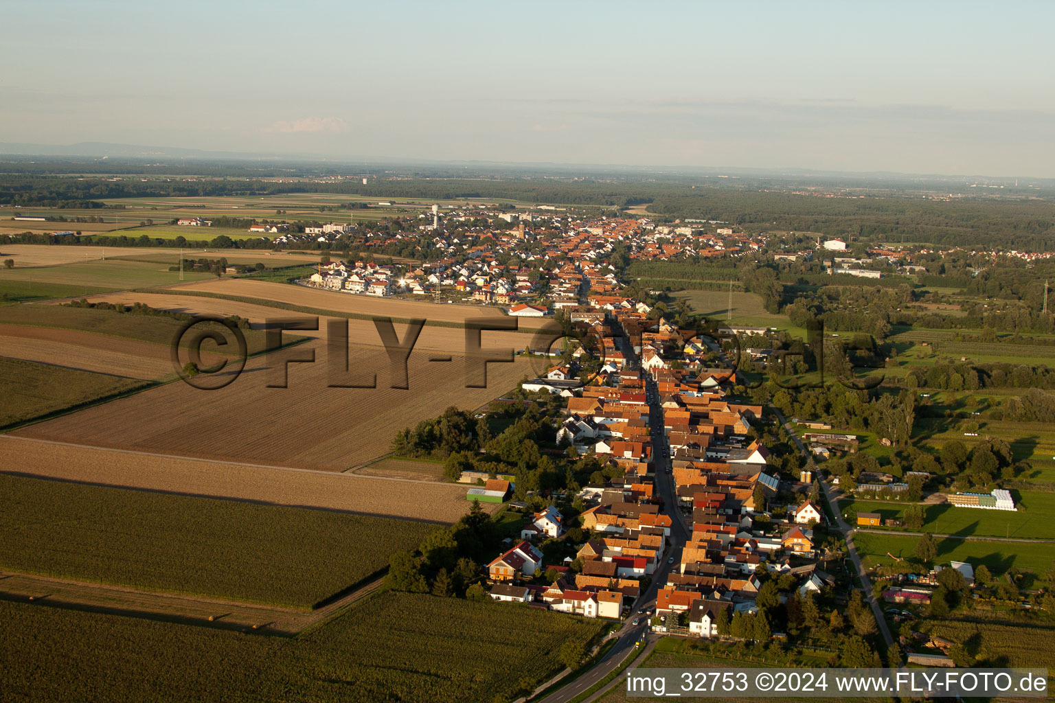 Saarstr in Kandel in the state Rhineland-Palatinate, Germany from a drone