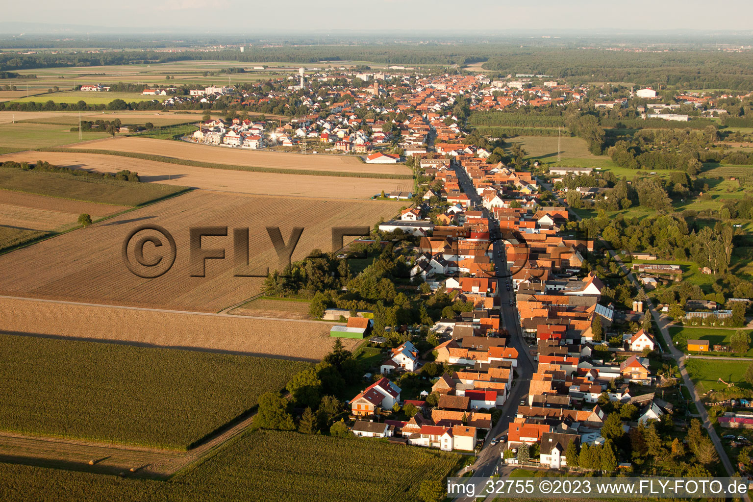 Saarstr in Kandel in the state Rhineland-Palatinate, Germany seen from a drone
