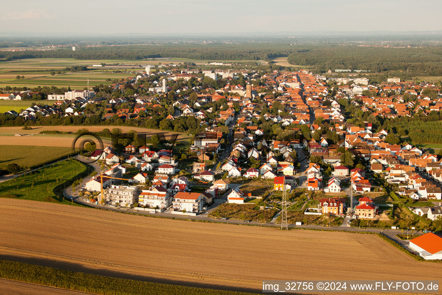 High path in Kandel in the state Rhineland-Palatinate, Germany viewn from the air