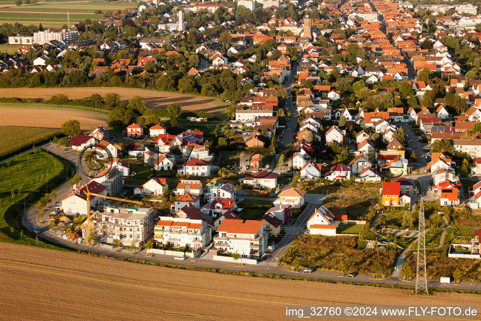 High path in Kandel in the state Rhineland-Palatinate, Germany from the drone perspective