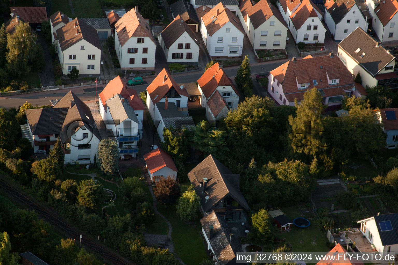 Aerial view of Saarstr in Kandel in the state Rhineland-Palatinate, Germany