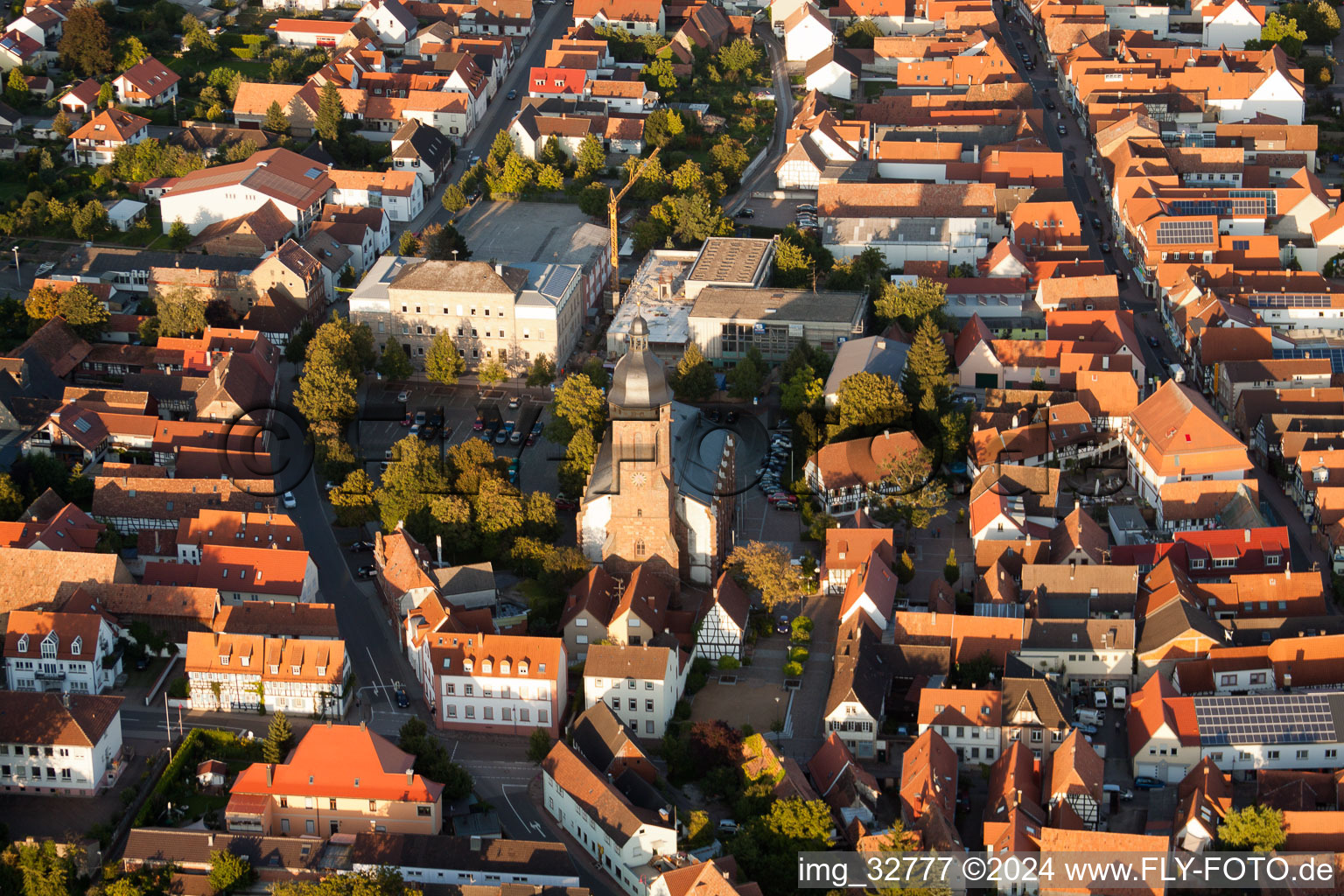 Market square, St. George's Church in Kandel in the state Rhineland-Palatinate, Germany