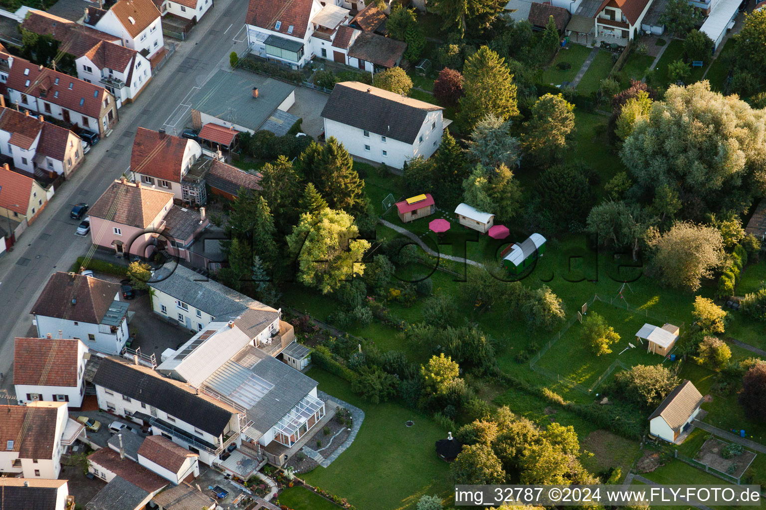 Aerial view of Villa Kunterbunt in Kandel in the state Rhineland-Palatinate, Germany