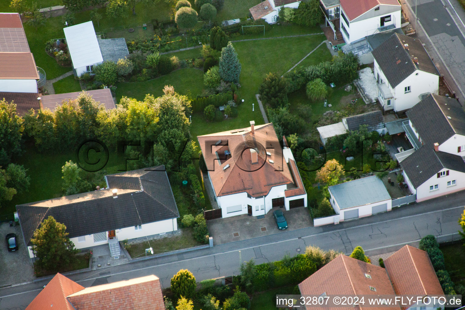 Aerial view of Goethestr in Kandel in the state Rhineland-Palatinate, Germany