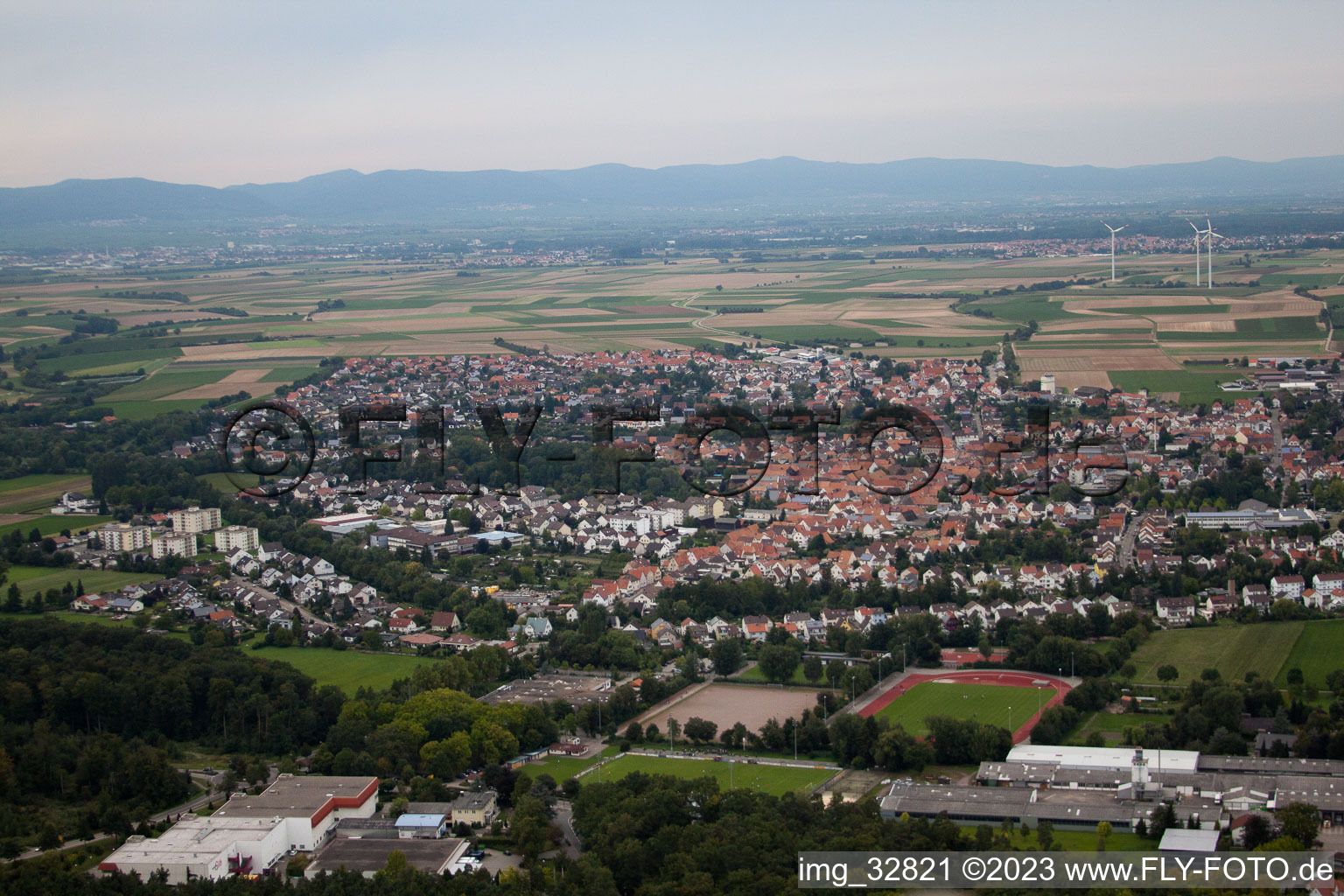 District Herxheim in Herxheim bei Landau in the state Rhineland-Palatinate, Germany seen from above