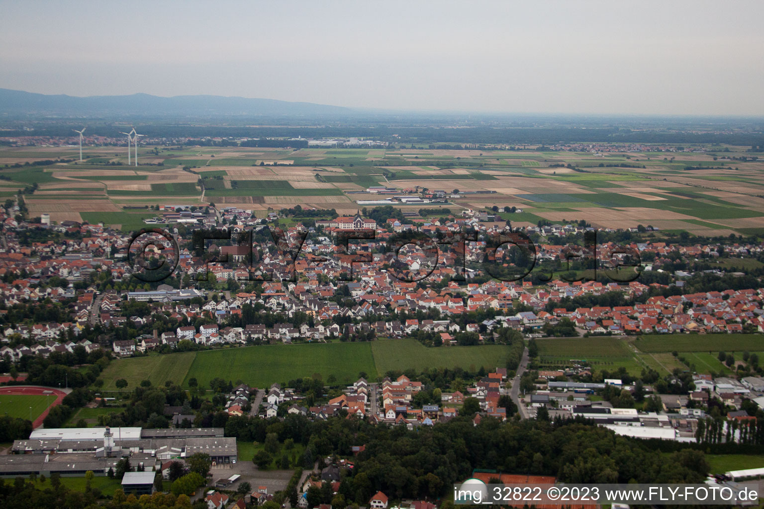 District Herxheim in Herxheim bei Landau in the state Rhineland-Palatinate, Germany from the plane