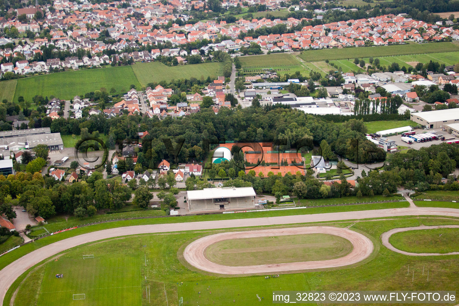 Aerial view of Racetrack in the district Herxheim in Herxheim bei Landau in the state Rhineland-Palatinate, Germany