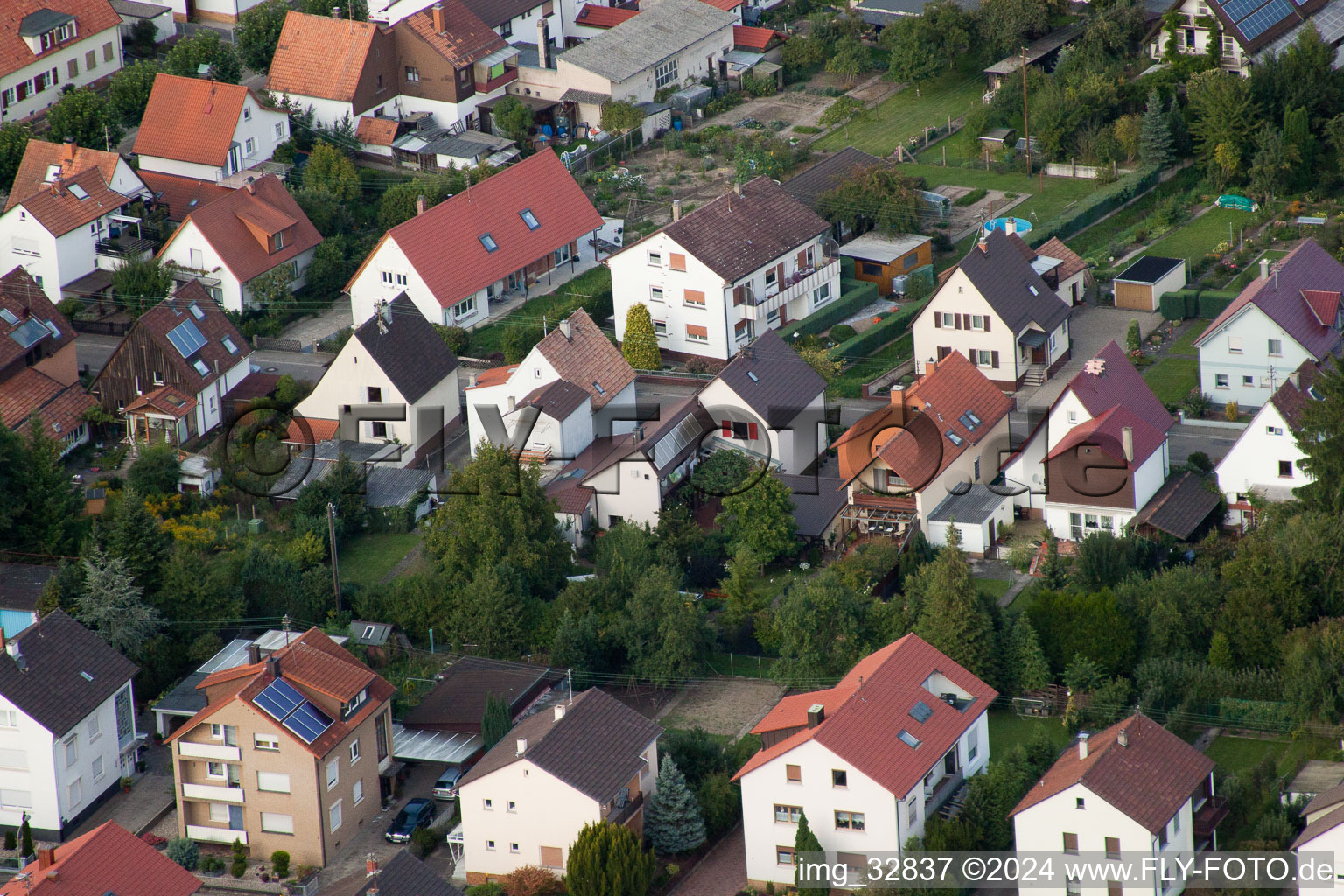 Waldstr in Kandel in the state Rhineland-Palatinate, Germany seen from above